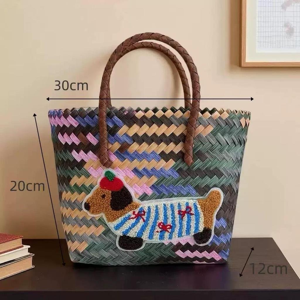 Сумка и корзина для хранения ручной работы с вышивкой «Такса»