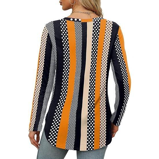 GMXIA Autumn Women's Solid Color Long Sleeve Top Round Neck Loose Casual Base Shirt