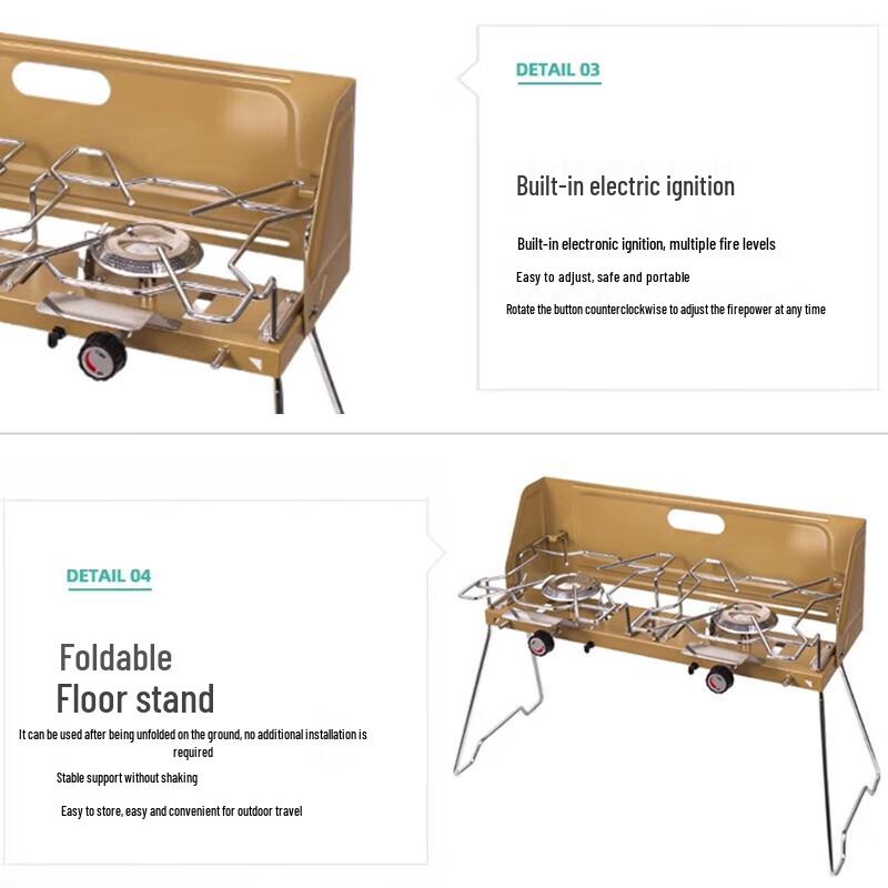 Портативная газовая плита Beifu с двумя конфорками для кемпинга