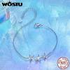 WOSTU 925 Sterling Silver Blue Opal Starfish Chain Bracelet For Women Cute Ocean Animal Adjustable Link Girl Party Birthday Gift