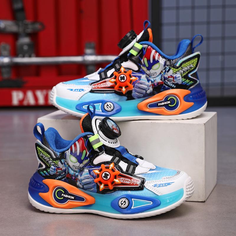 Kids Mesh and PU Light Up Sport Sneakers Four Variants Sizes 25-35 for School Walking Play Travel and Everyday Wear