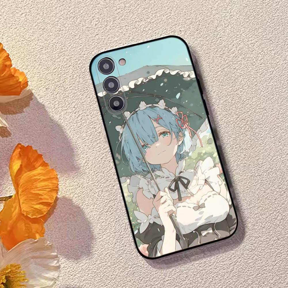 Чехол для телефона Rem Anime Girl Re Zero для Samsung Galaxy A73, A72, A71, A70, A53, A52, A51, Другие Мягкий Черный Чехол