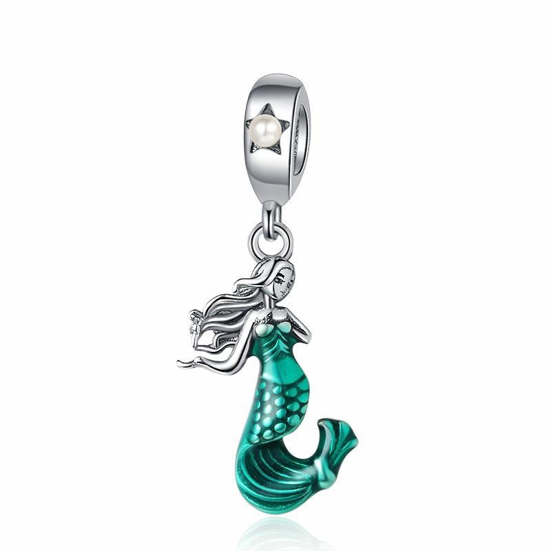 New 925 Silver Charm Fit Bracelet Accessories Women Jewelry Blue Ocean Series Mermaid Sea Shell Octopus