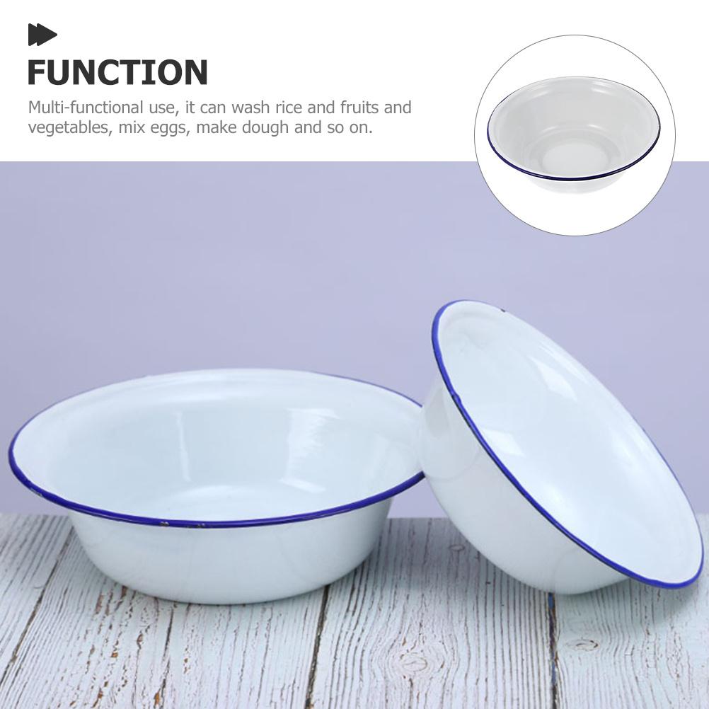 Ретро Эмалированный Суповой Таз Кухонный Смесительный Винтажный Эмалированный Салат Домашний Эмалированный Таз Крышка Сало Тесто Миска Декоративная Суповая Миска