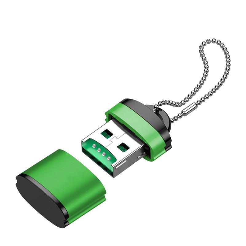 Мини-картридер USB2.0 для карт TF с алюминиевым корпусом и цепочкой - Универсальный для мобильных телефонов и компьютеров