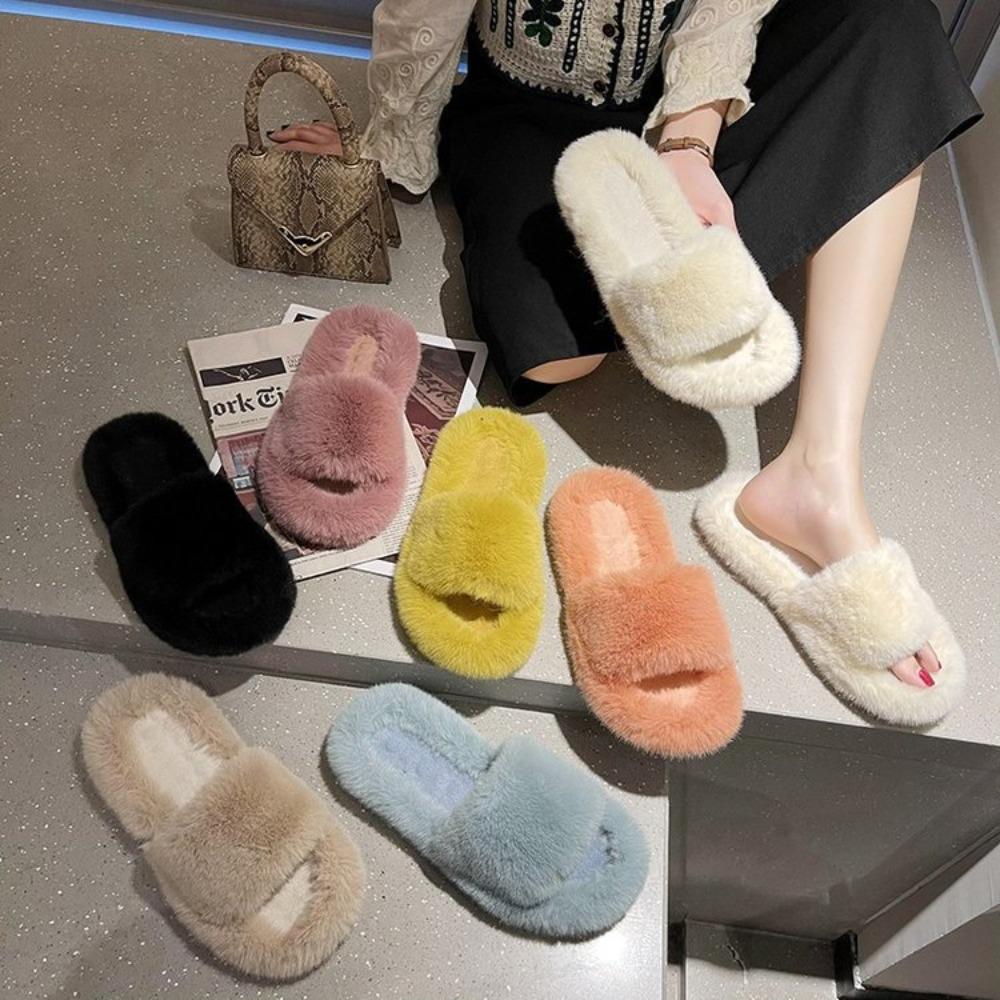 Women's Indoor Slippers 2024 Autumn and Winter New Plush Home Lazy Slippers Anti Slip Durable Fashion Warm Sandals Slippers