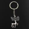 Fashion Keychain 40x30mm Christmas Deer Elk Silver Color Pendants DIY Men Jewelry Car Key Chain Ring Holder Souvenir For Gift
