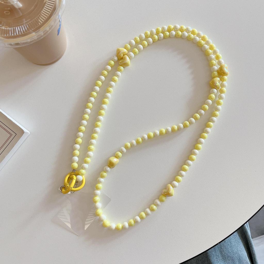 Красочный цепочный ремешок для телефона через плечо с бусинами в форме сердца - Защита от потери, Подходит для всех чехлов