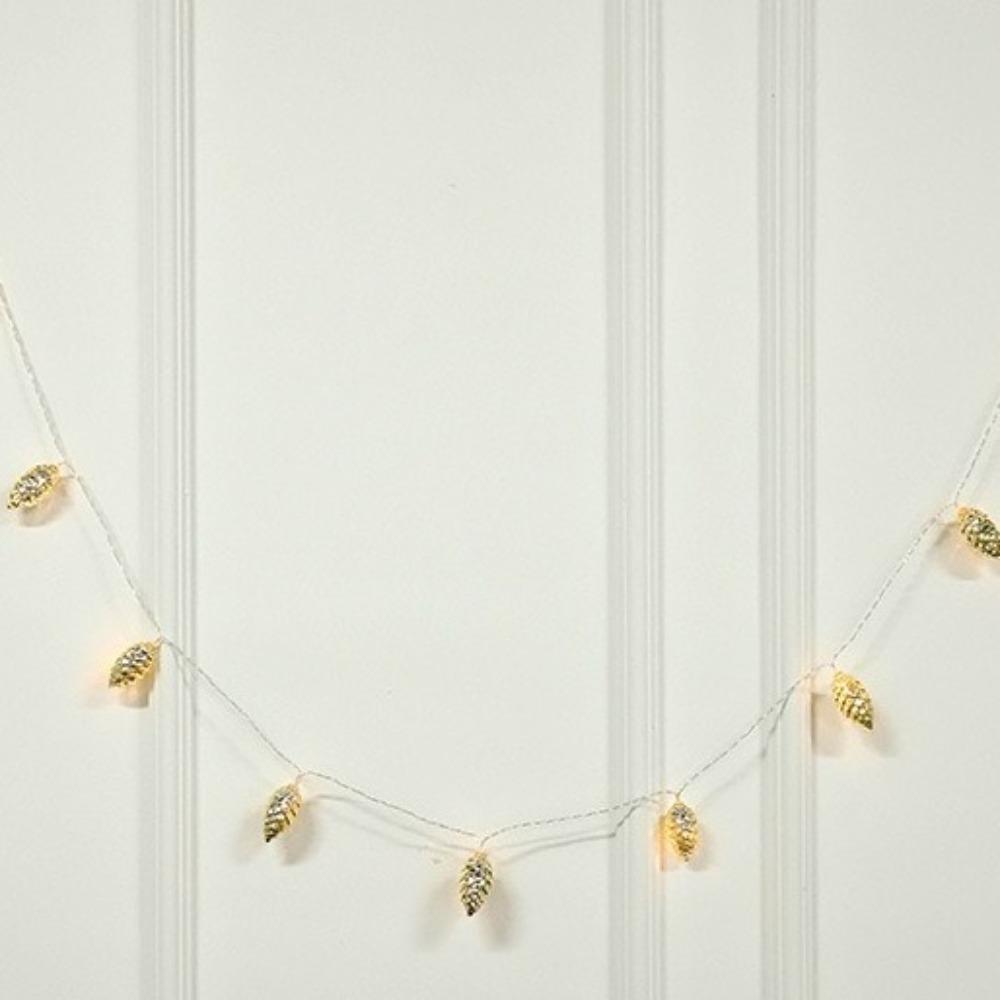 10/20/40LED Fake Pine Cone LED String Lights Gold Silver Fake Plants LED Light Garland New Year