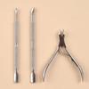 Набор из 3 предметов: пушер и кусачки для удаления кутикулы из нержавеющей стали, принадлежности для ногтей, школьные инструменты для ногтей для накладных ногтей, инструменты для маникюра и педикюра