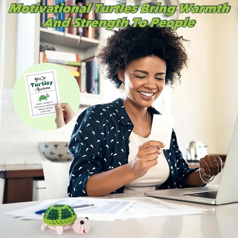 1PC Perfect Gift Wool Knitting Doll Handmade Soft Cotton Yarn Desk or Car Accessory Crochet Turtle