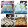 2023 New Style Bedding Cover Suit Map Print Home Textiles Soft Bed Set Man King Size Comforter Cover Suit Polyester Bedroom Decor