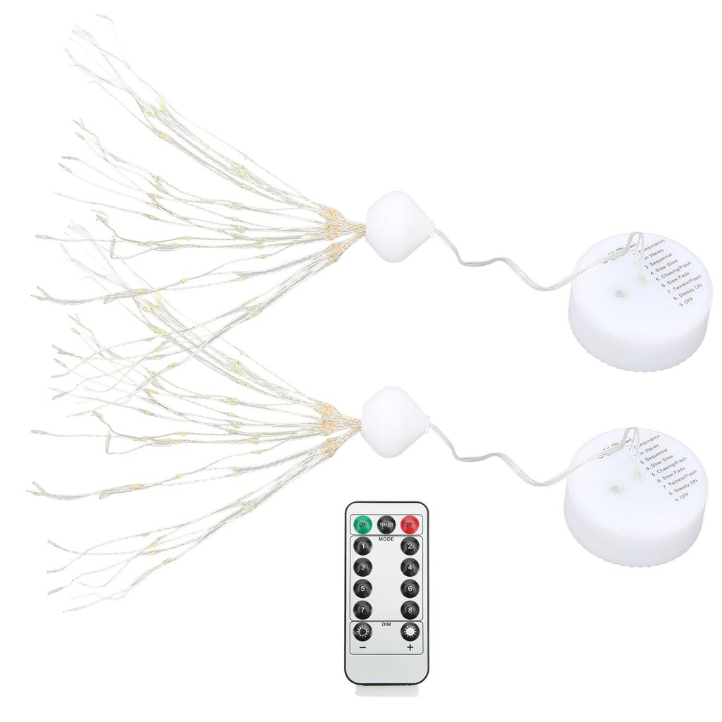 2Pcs LED Decorative Lights 8 Modes DIY Hanging Solar Decorative Lights with Remote Control for Outdoor Courtyard