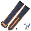 20mm 22mm Rubber Nylon Silicone Watch Band For Omega GMT Planet Ocean Seamaster Diver 300 Curved End Orange Watch Strap