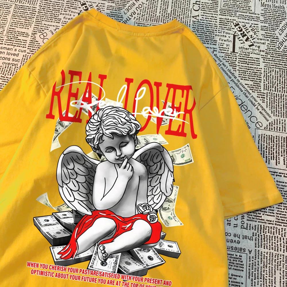 Футболки Real Lover Financial Freedom для мужчин и женщин из хлопка, свободные футболки с круглым вырезом, удобные футболки, летние дышащие топы для пар