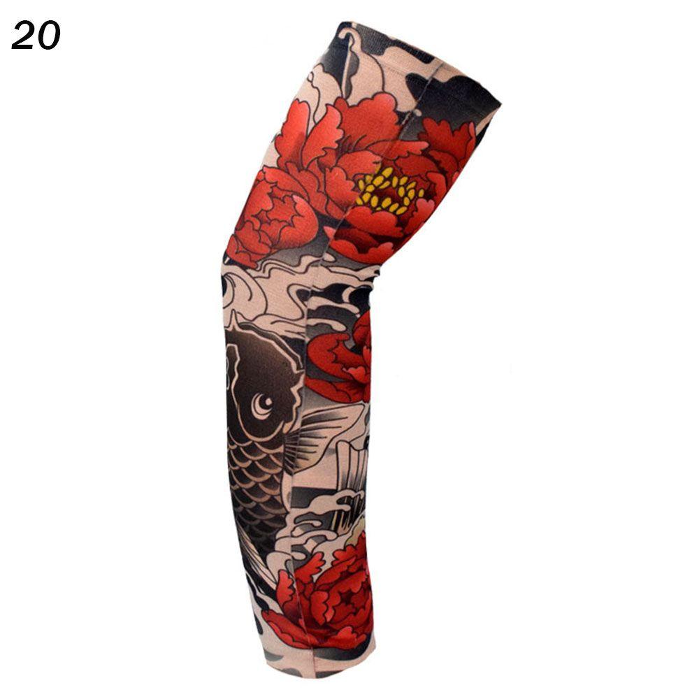 Sport Basketball Summer Cooling Flower Arm Sleeves Sun Protection Tattoo Arm Sleeves Arm Cover