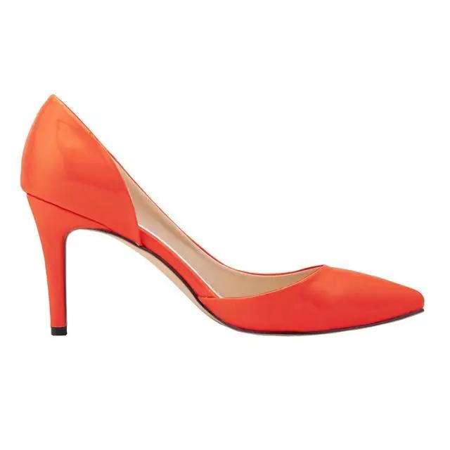 Женские туфли-лодочки на шпильках, классические, сексуальные, с острым носком, каблук средней высоты 8 см, весенние фирменные туфли черного и красного цвета для свадебного платья