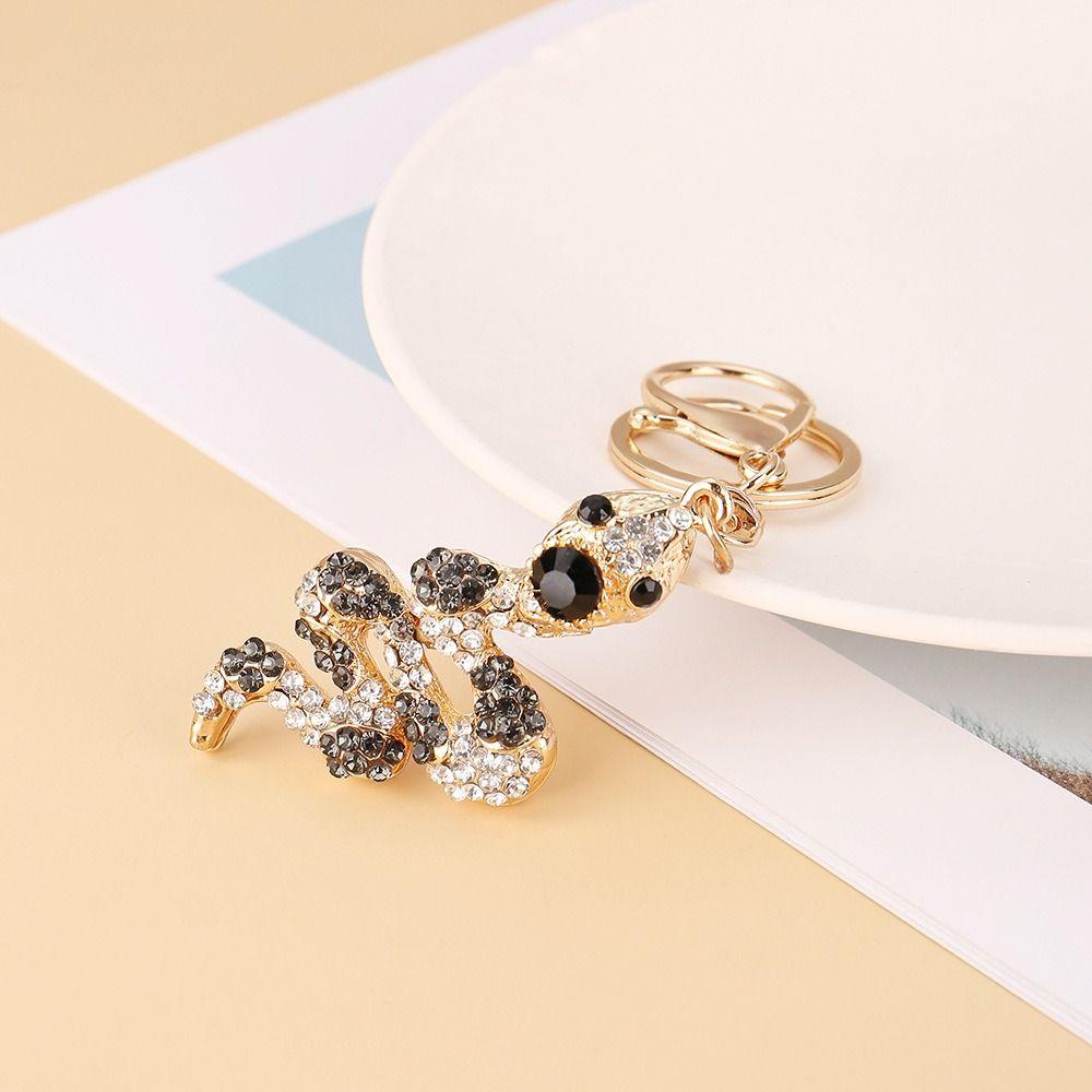 Fortune Rhinestone Snake Keychain Exquisite Women's Bag Pendant Cute Snake Lucky Pendant  Couple