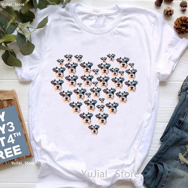 Schnauzer Dog Love Boba Animal Print T Shirt Unisex Clothes 2024 Kawaii Dog Lover Tshirt Femme Summer Fashion Tops Tee Shirt