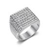 Hot Selling Hip Hop Jewelry Titanium Steel Gold Plated Square Full Diamond Ring