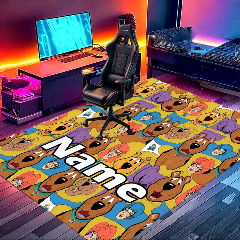 Custom Name Personalized Scooby Print Carpet, Versatile Home Decor Rug, for Playroom, Apartment, Balcony, Entryway, Hallway Gift