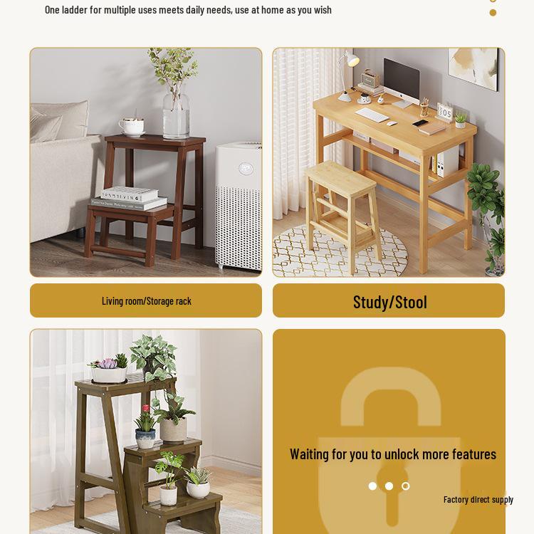 Складная бамбуковая подставка-ступенька - Многофункциональная подставка для ног, скамейка и табурет для переобувания для детей