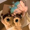 DIY Ponytail Cartoon Plush Gloves Keep Warm Neck Hanging Mittens Cute Fluffy Gloves  Winter