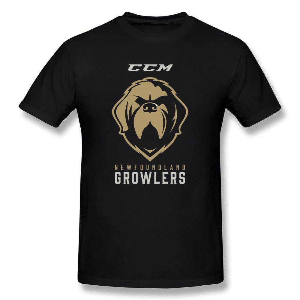Модная футболка унисекс для хоккея с шайбой Growlers Foundland, черная