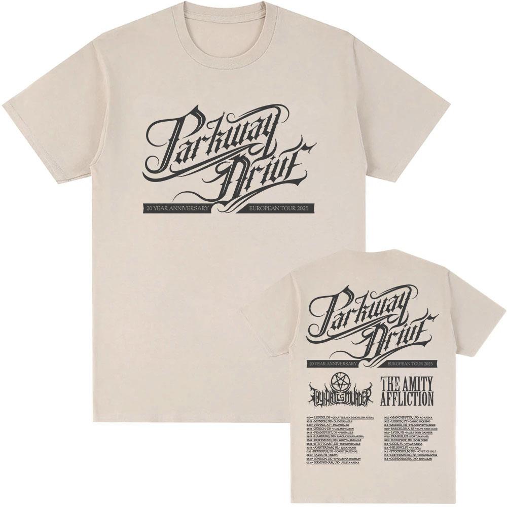 Parkway Drive 20-летний юбилейный европейский тур 2025 Футболка Хлопок Короткий рукав Мода Мужские футболки Унисекс Уличная одежда Принт Футболка