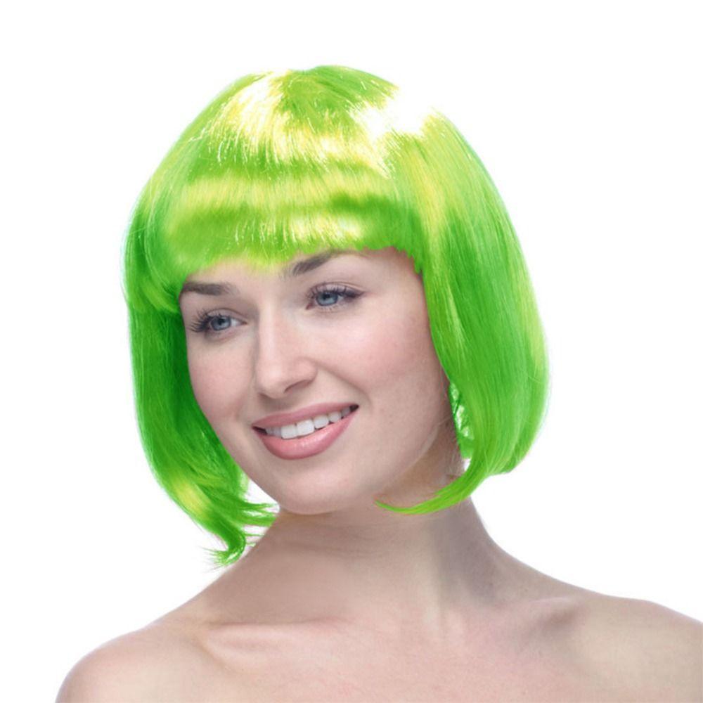 Funny Women Bobo Wig Pink Short Straight Hair Cosplay Party Bob Hair Makeup Party