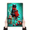 Металлическое Настенное Искусство Черный Кот Фольгированная Скульптура Декор для Дома и Офиса 8x12 Дюймов