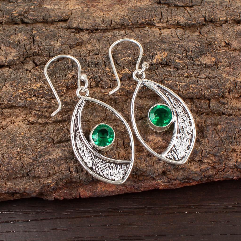 Chrome Diopside Gemstone 925 Sterling Silver Jewelry Handmade Boho Earrings1.60" EE-61-6