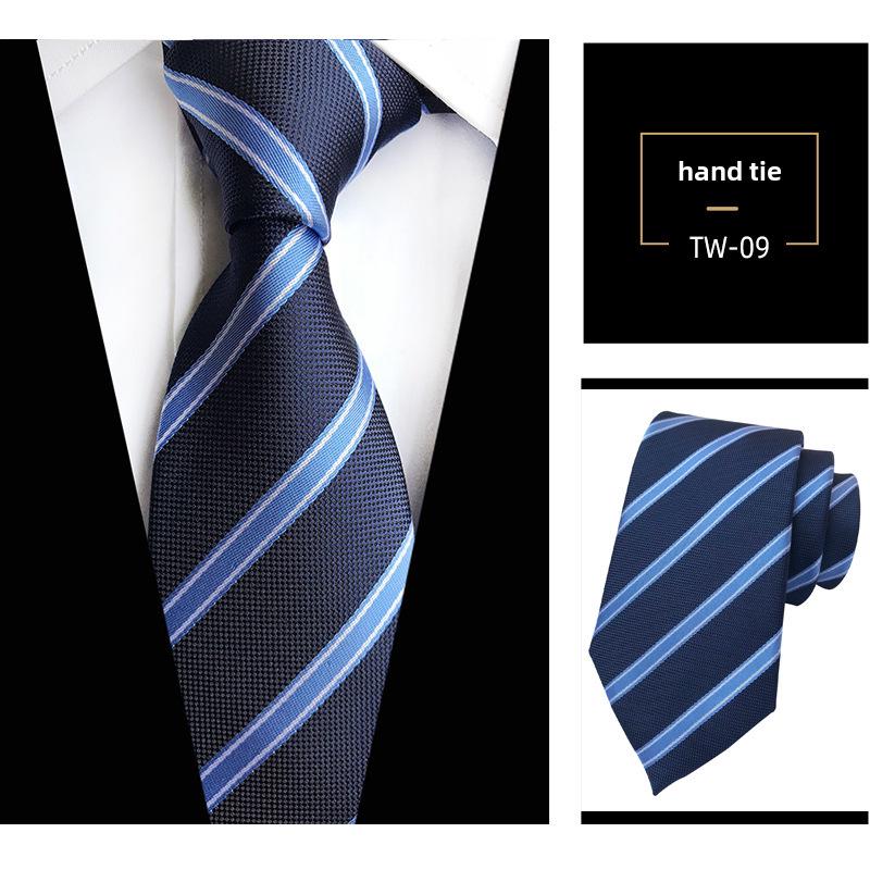 Мужская темно-синяя полосатая рубашка в деловом стиле с галстуком ручной работы для деловых встреч или собеседований