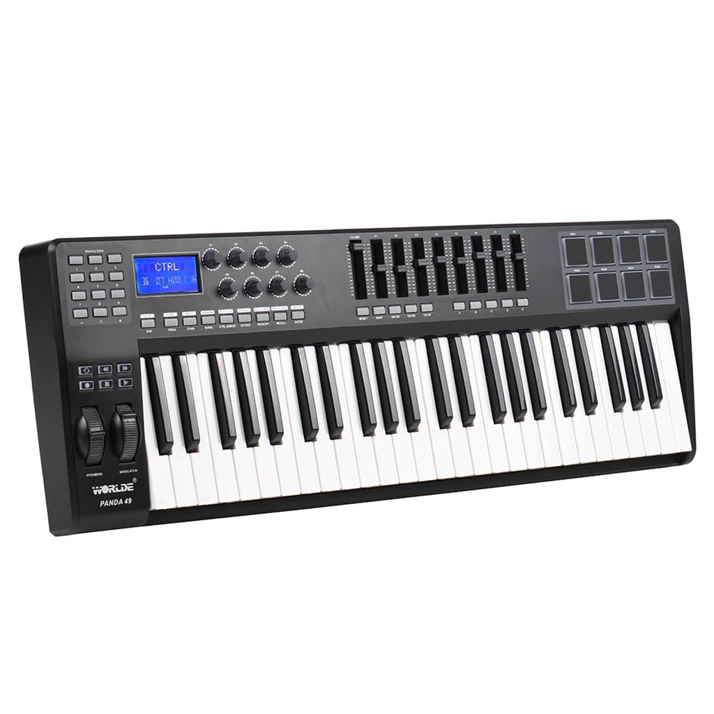 WORLDE PANDA49 Portable 49-Key USB MIDI Keyboard Controller 8 RGB Colorful Backlit Trigger Pads