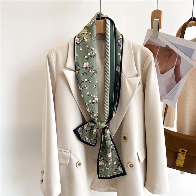 Silk Ribbon Scarf Satin Headkerchief Luxury Long Hair Hand Design Fashion Print Wrist Foulard Bandana Neck Tie Scarves