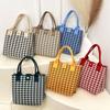 Сумка-тоут Клетка-гусиная лапка Сумки Ручная сумка Холщовая сумка через плечо Модная геометрическая тканевая сумка Сумка для хранения