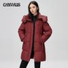 Autumn and Winter Plus Size Cotton Jacket Women's Medium-length Stand-up Collar Live Hat Solid Colour Thickened Warm Temperament Cotton Clothing