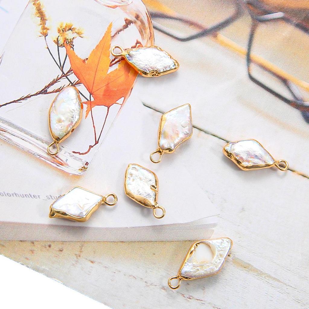 Натуральный пресноводный жемчуг с двойным отверстием, соединительные подвески для изготовления ювелирных изделий, браслет, ожерелье, серьги «сделай сам»