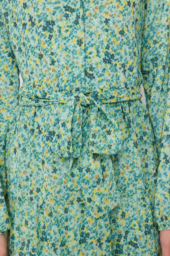 Женское платье-хиджаб, новый сезон, модное изумрудно-зеленое шифоновое тканое платье с поясом и высоким воротником на подкладке