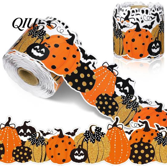 Indoor Halloween Stickers with Pumpkin And Bat Prints, Durable Coated Haunted House Theme Decor Paper Decals, Stylish Frame for Holiday Party Spooky