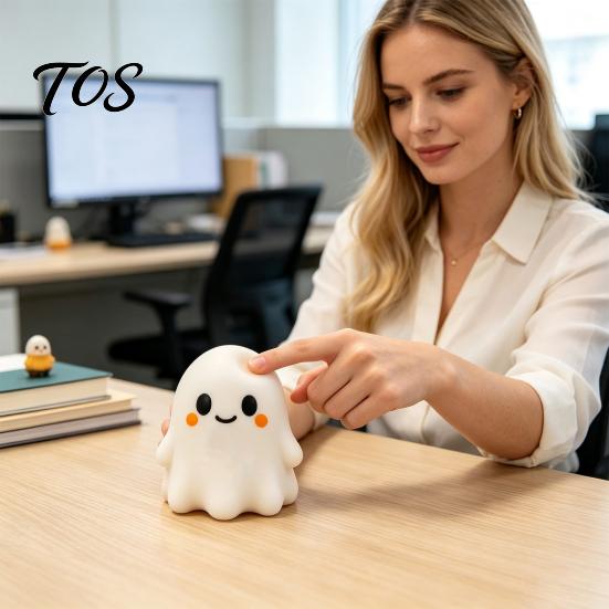 Ghost Sensory Toys Halloween Bow Squeeze Toy, Stress Relief Cartoon Gadget Soft Stretchy Party Favors for Adults Kids Fidget Balls