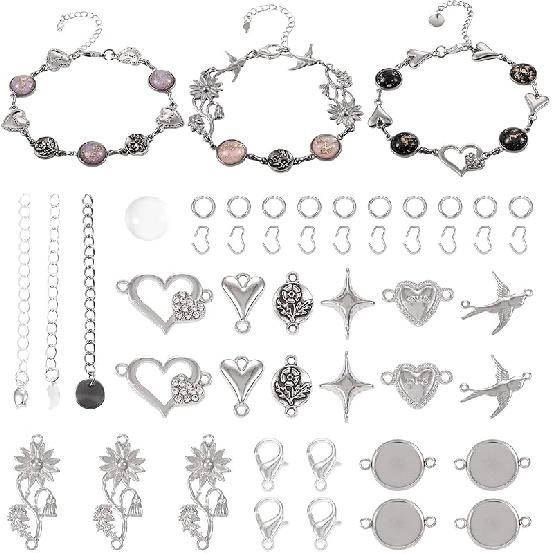 14 шт. Браслет из ПУ-кожи с безелем, заготовка для лотка, основа для браслета, 26,5 мм, регулируемый круглый лоток, наборы для браслетов со стеклянными кабошонами для DIY