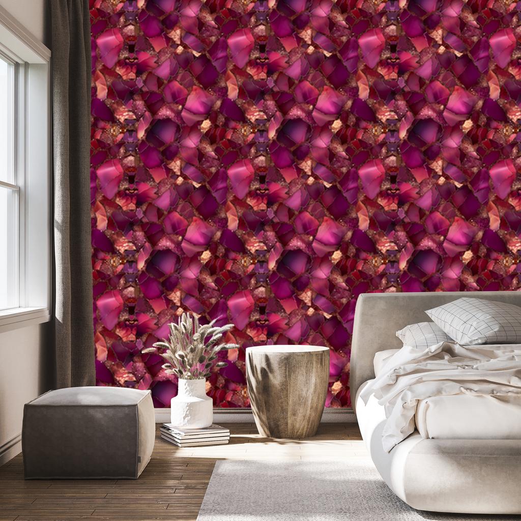 Ink Wallpaper Burgundy, Red and Pink for Living Room and Bedroom 50x1000