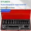 16-Piece Air Impact Wrench Set with Extended Sockets, Quick-Release Ratchet, Long Extension Bar, Universal Joint, and Tire Repair Kit
