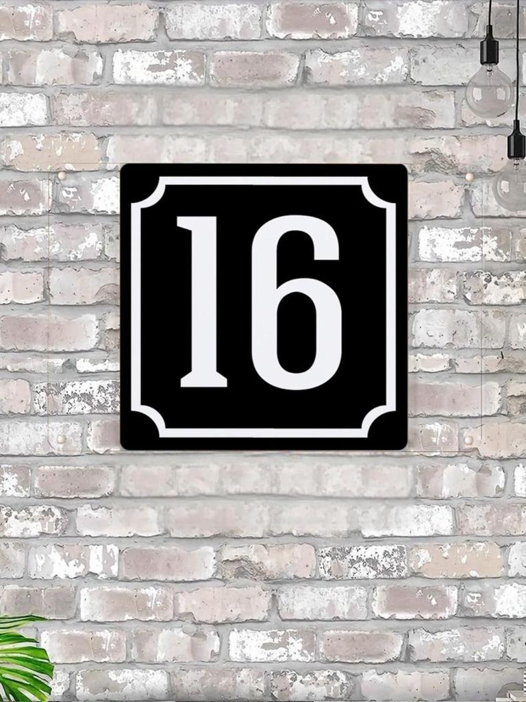 House Number X Classic Black Metal Sign 20x20cm, Modern Door Wall Decor