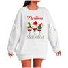 Ladies' Christmas Printed Bow Round Neck Long Sleeved Loose Pullover Sweater Sweatshirt Top