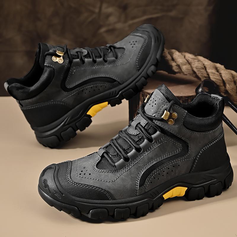 Новые мужские походные ботинки из натуральной кожи, зимние меховые короткие ботинки на платформе, модная повседневная обувь на шнуровке для мужчин, ботинки для активного отдыха