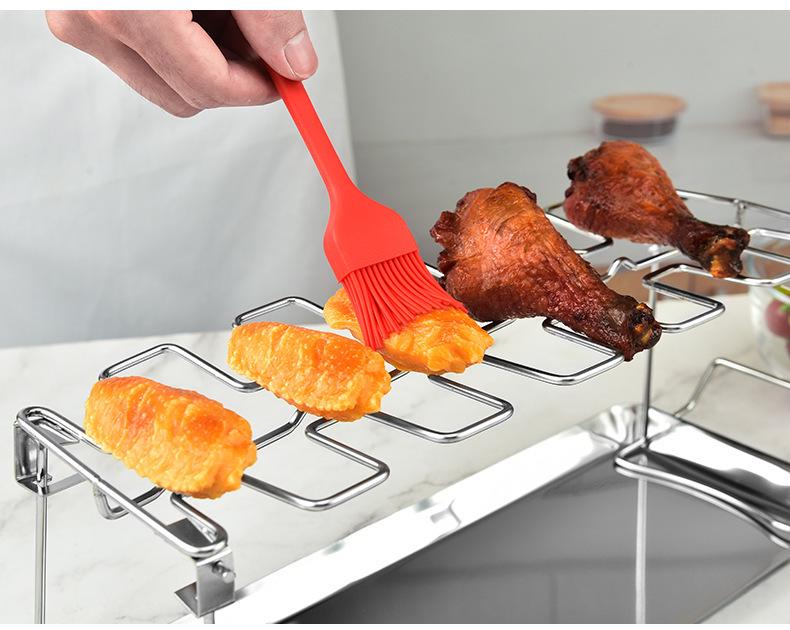 Stainless Steel Folding BBQ Chicken Leg Rack for Home & Outdoor Use
