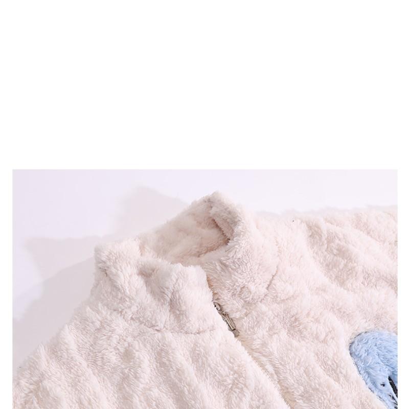 Female Autumn and Winter Coral Velvet Home Clothes Flannel Thickened Winter Plus Velvet Warm Can Be Worn Outside Loose Pajamas Set