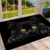 Black Cat Yellow Eyes Peeking Black Background Print Area Rug Cute Pet Non Slip Living Room Floor Mat Cat Lover Home Decor Rug